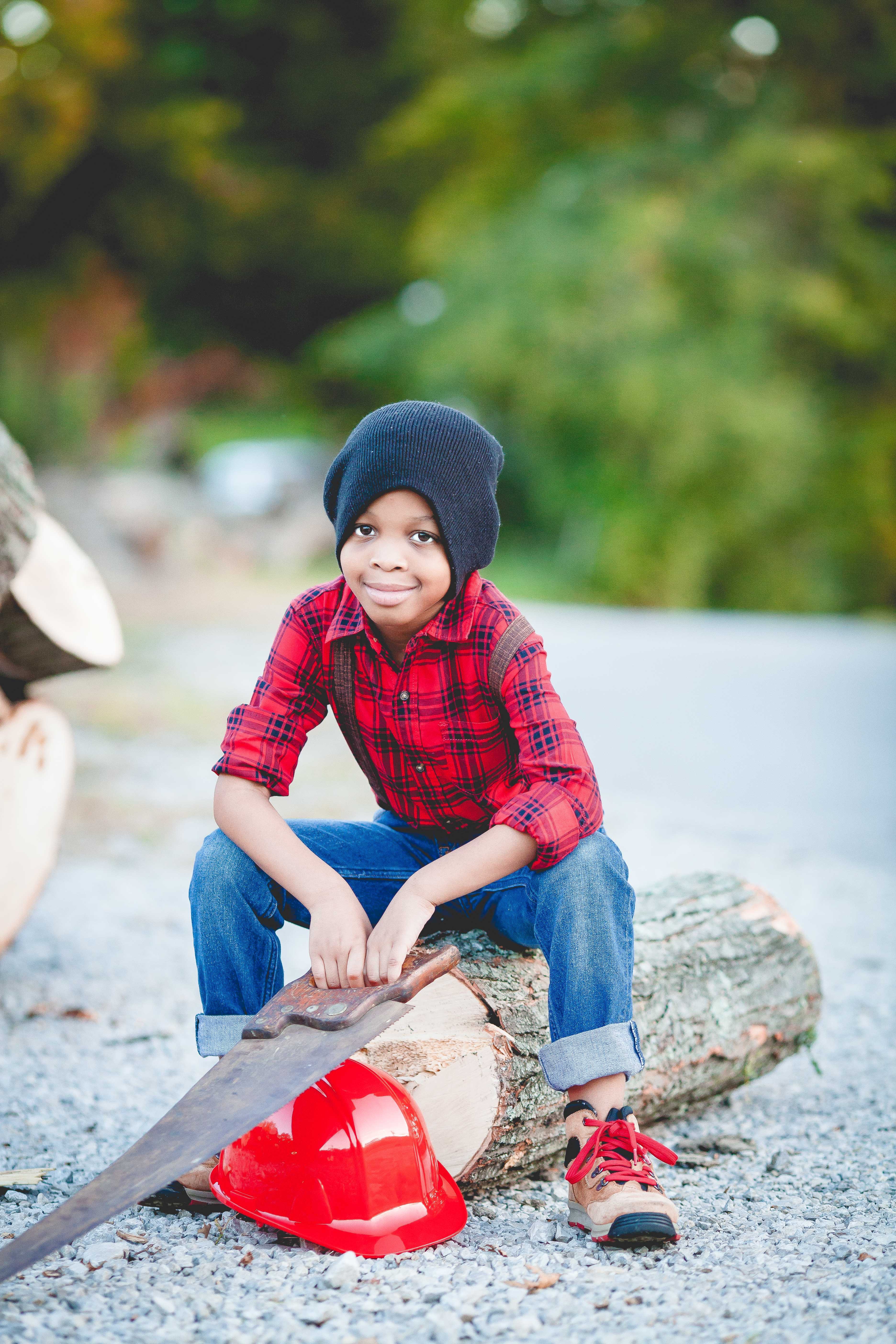 sitting on log
