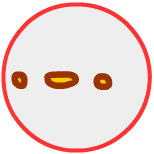 One small circle, one oval, and another small circle
